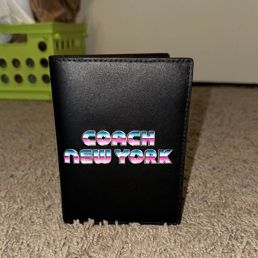 Coach Black passport holder